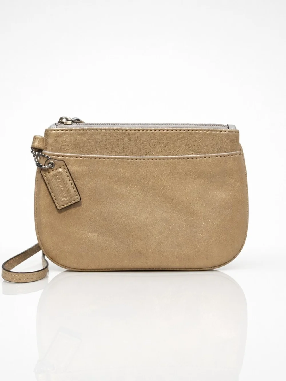 Coach Suede Wristlet in Tan